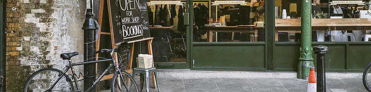 Bike beside bakery small store